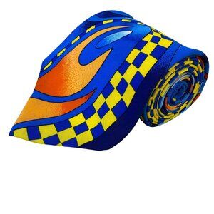 Rush Limbaugh No Boundaries Collections Blue Silk Tie Flame & Checkered Pattern